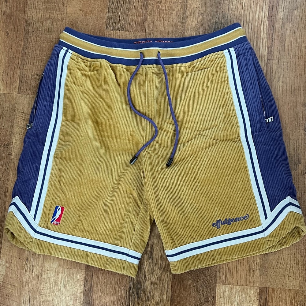 Effulgence corduroy LA Lakers striped basketball shorts
